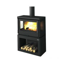 Bronpi - Poêle à bois ventilé 3 faces Versailles 10 kW Porte fonte - sans vitre sérigraphiée noire