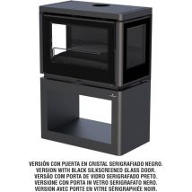 Poêle à bois ventilé 3 faces - BRONPI Versailles 10 kW Porte fonte - avec vitre sérigraphiée noire