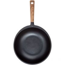 Oroley - Poêle à Frire en Fonte d'Aluminium avec Manche Couleur Bois 24 cm Nature