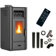 Sannover - Poêle à granulés air Anita 10 kW Noir + Kit Raccordement Fumisterie