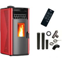 Sannover - Poêle à granulés air Anita 12 kW Bordeaux + Kit Raccordement Fumisterie