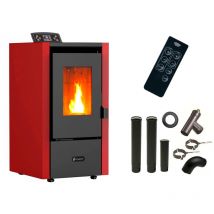 Sannover - Poêle à granulés air Anita 6,5 kW Bordeaux + Kit Raccordement Fumisterie