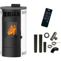 Sannover - Poêle à granulés Air Flavia 15 kW Blanc + Kit Raccordement Fumisterie