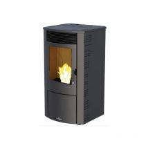 Poêle à granulés canalisable silencieux Bronpi Abril Extra 11 kW Noir