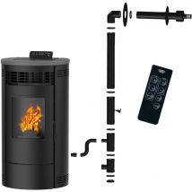Sannover - Poêle à granulés étanche Flavia 9,5 kW Noir + Kit d'installation Complet