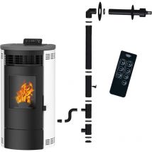 Poêle à granulés étanche Flavia 9,5 kW Blanc Sannover + Kit d'installation Complet