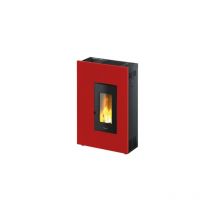 Poele a' granule's Pegaso Madison 5 5,2 kW air avec habillage me'tallique peint en rouge pour 125 m