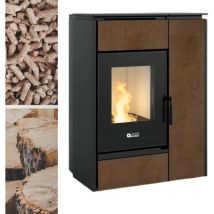 La Nordica - Poêle mixte hybride bois granules - extraflame / Margaret 10 kW Acier corten