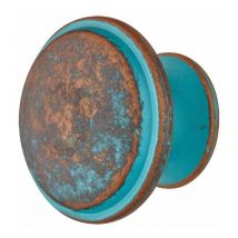 Poignée de meuble bouton vintage rond métal cuivré rustique vert ancien antique porte armoire commode penderie