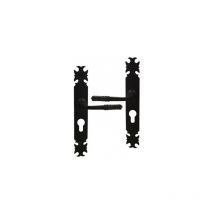 Ouvre&Déco - 2 poignées de porte armorique cylindre, fer forgé noir entraxe 195 mm