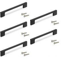 Emuca - Lot de 5 poignées pour meubles Montréal, L192mm, entraxe 160mm, Zamak, Peint en noir