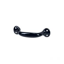 Cime - Maniglia con piedini a vite in acciaio nero, L.140 mm, A.32 mm, P.36 mm, interasse 123 mm, 1 pezzo con viti.