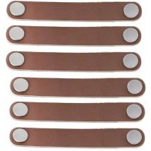 Poignée de meuble Poignée de meuble en cuir 6 pièces 128mm Poignée de porte en cuir de style moderne, poignée de porte de tiroir en cuir véritable et