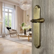 Ouvre&deco - Ouvre&Déco - 2 poignées de porte carina sans trou,laiton patiné entraxe 195 mm