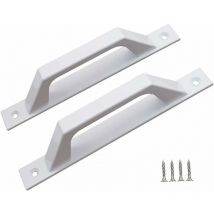 Poignée de porte en forme de d pour portes de jardin en bois (blanc, 200 mm, lot de 2)