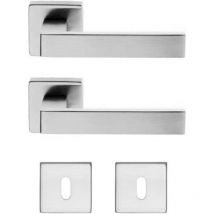 Poignée de porte intérieure disponible en plusieurs variantes - Poignée ronde ou poignée carrée vendue en paire pour une porte (carré, chrome satiné)