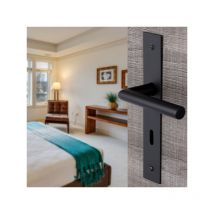 Sofoc - Ouvre&Déco - 2 poignées de porte brunella entrée de clé, inox noir entraxe 195 mm