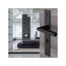 Ouvre&Déco - 2 poignées de porte BRUNELLA cylindre, inox noir entraxe 195 mm