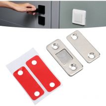 Poignée de porte magnétique Ultra fine, support d'armoire adhésif bidirectionnel en acier inoxydable pour cuisine, paquet de 8