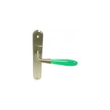 Ouvre&Déco - 1 poignée de porte arc-en-ciel sans trou, translucide vert nickel mat entraxe 195 mm