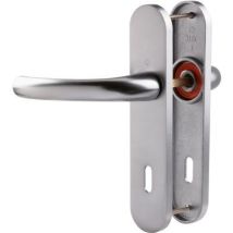 Hoppe Et Cie – Poignée de porte d'entrée (à cylindre) – Aluminium anodisé – Entraxe, Matières, Forme, Sens de l'ouverture, Finition métal