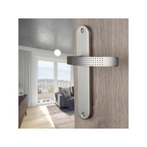 Ouvre&Déco - 2 poignées de porte audace sans trou, Aluminium nickel mat entraxe 195 mm