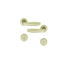 Ouvre&deco - Poignée de porte intérieure design en Aluminium anodisé F2 sur rosace ronde Conda/Déconda, trio