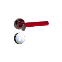 Ouvre&Déco - 1 poignée sur rosace vitamine droite sans trou, metal acrylique translucide rouge