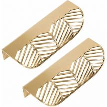 Poignée de tiroir en forme de feuille en laiton pour porte de meuble, poignée de porte d'armoire (2 pièces),