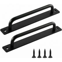Poignee Porte Coulissante, 2 Pièces Poignée de porte Grange, Poignée de Porte en Noire, Poignées de Porte Intérieure Extérieure Avec Vis, pour