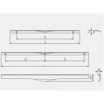 Poignée profil en aluminium picado - entraxe 2 x 224 mm - longueur 496 mm - finition noire Synercia