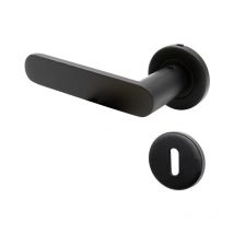 Store Menuiserie - Poignées de Porte, Clé l, Rosaces, Noir, Aluminium, pour Porte d'Intérieur, Kit Complet