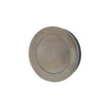 E-b - Poignées cuvettes ronde à encastrer - Avec platine poussoir - Diamètre 80 mm - Inox Brossé