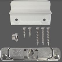 Poignée coquille blanche et loqueteau pour porte de balcon, couleur blanche