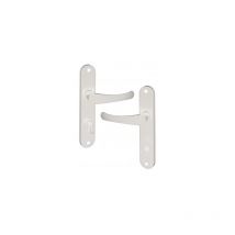 Ouvre&Déco - 2 poignées de porte CHAMROUSSE verrou condamnation, aluminium blanc entraxe 195 mm
