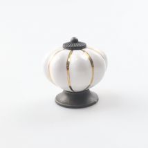 Poignées de tiroir en céramique, poignées de meubles en forme de citrouille pour tiroirs et armoires de cuisine(Blanc)