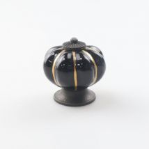 Poignées de tiroir en céramique, poignées de meubles en forme de citrouille pour tiroirs et armoires de cuisine(noir)