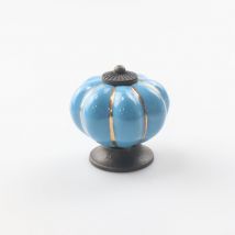 Poignées de tiroir en céramique, poignées de meubles en forme de citrouille pour tiroirs et armoires de cuisine(bleu)