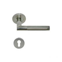 E-b - Poignées modèle Barsac avec rosaces rondes à cylindre - inox 304 bicolore brillant mat x2
