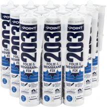 Point - Folienkleber für Dampfsperren Folien- und Membranklebstoff Dichtkleber stark & elastisch 300 ml: 203 folie & membrane fix, 12 Kartuschen