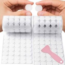 Points Velcro autocollants 20 mm, 200 pièces de points Velcro, 200 paires de points Velcro autocollants blancs, avec spatule en plastique