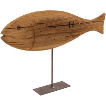Aubry Gaspard - Poisson sur pied en bois recyclé et métal Moyen modèle