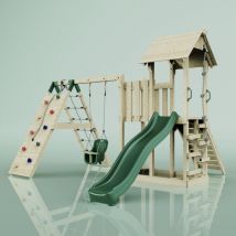 Polarplay - polar play Outdoor Spielturm mit Wellenrutsche, Klettergerüst mit Kinderschaukel Kletterturm Kletterwand Kletternetz, Ausführung: