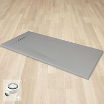 Saniverre - polar Receveur de douche gris extra-plat antidérapant effet pierre 80 x 180 cm + bonde