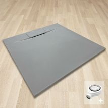 Saniverre - polar Receveur de douche 90 x 90 cm Gris extra-plat effet pierre antidérapant + bonde incluse