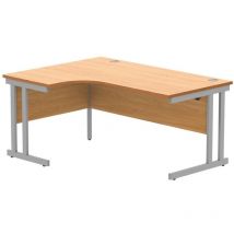 Polaris Left Hand Radial Du Cantilever Desk 1600x1200x730mm Norwegian Beech/Silv