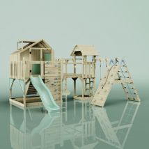 OutdoorToys Spielturm Bo aus Holz in Grün mit Babyschaukel