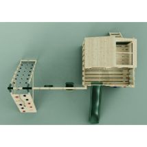 PolarPlay Spielturm Finn aus Holz in Grün – Babyschaukel Dunkelgrün – Unbehandeltes Holz – Für Kinder ab 3 Jahren
