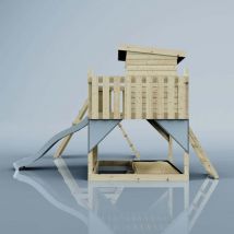 OutdoorToys Spielturm Freja aus Holz in Blau mit Kinderschaukel