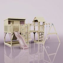 OutdoorToys Spielturm Inga aus Holz in Rosa mit Kinderschaukel
